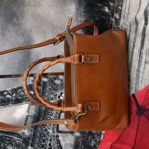 PATRICIA NASH Angela Double Compartment Satchel Leather Handbag